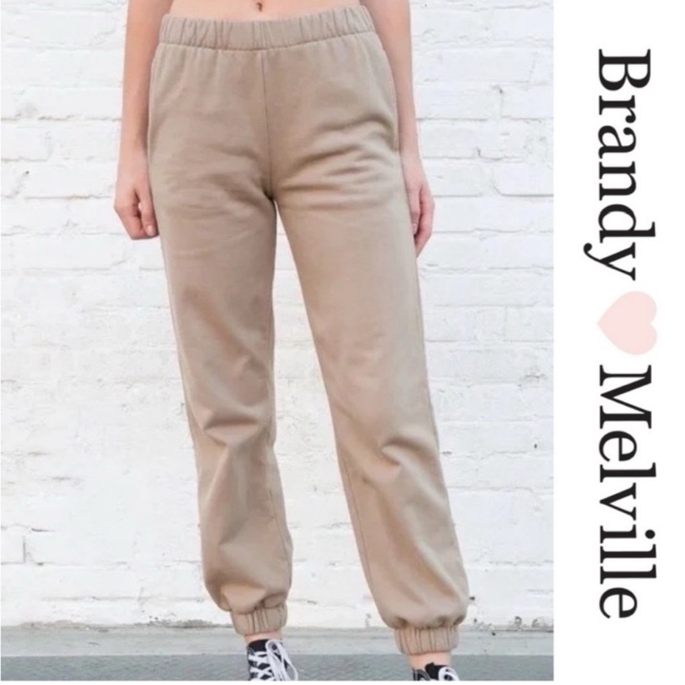 Brandy Melville | Tan Elastic Waist Sweatpants One Size